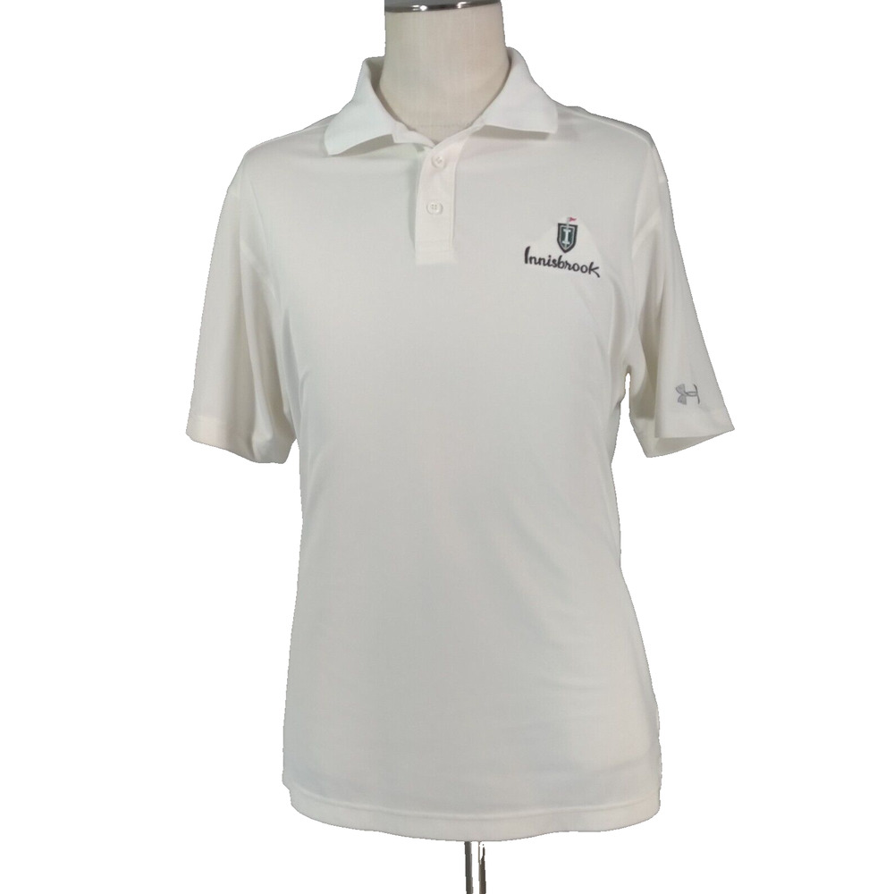 Under Armour‎ golf polo shirt men's large white heat gear Dri-Fit Innisbrook